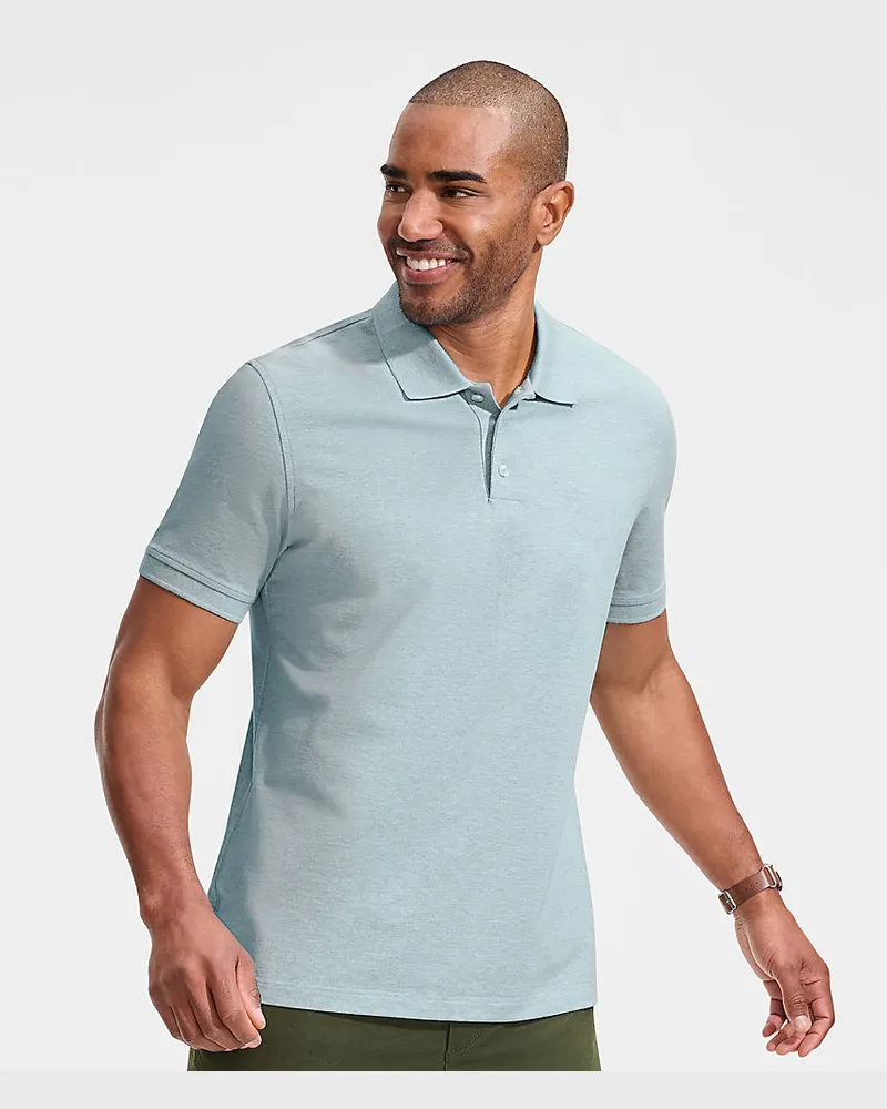 Lands' End Performance Piqué-Poloshirt, Herren, Größe regular, Blau, Baumwoll-Mischung, by Blau