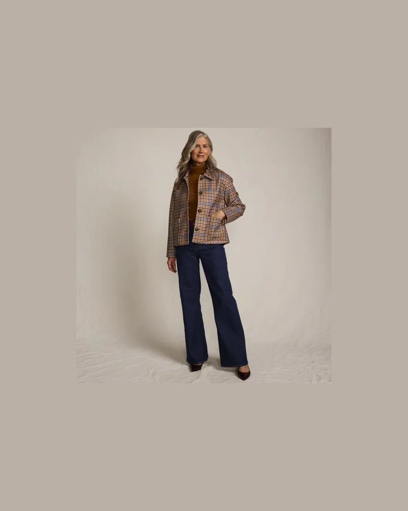 Lands' End Soft Denim Schlagjeans High Waist, Damen, Größe regular, Blau, Elasthan/Baumwoll-Mischung, by Blau