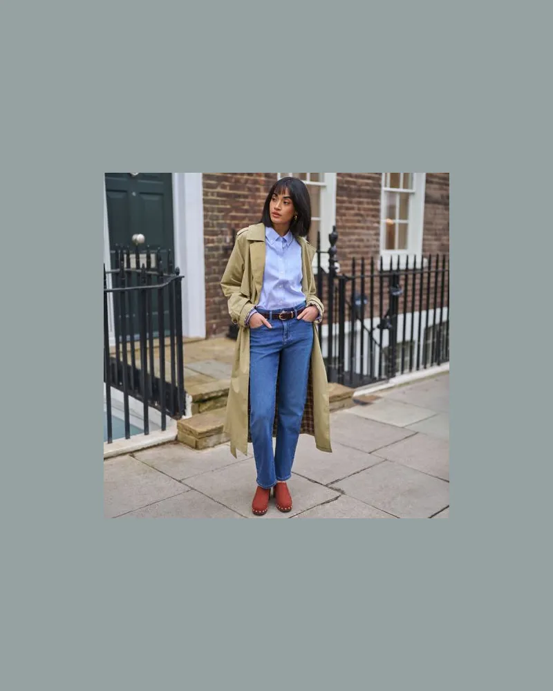 Lands' End All-Day CoolMax Straight Fit Jeans Mid Waist, Damen, Größe petite, Blau, by Blau