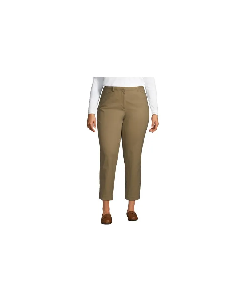 Lands' End Slim Fit 7/8-Chinos, Damen, Größe plus, Braun, Baumwoll-Mischung, by Braun