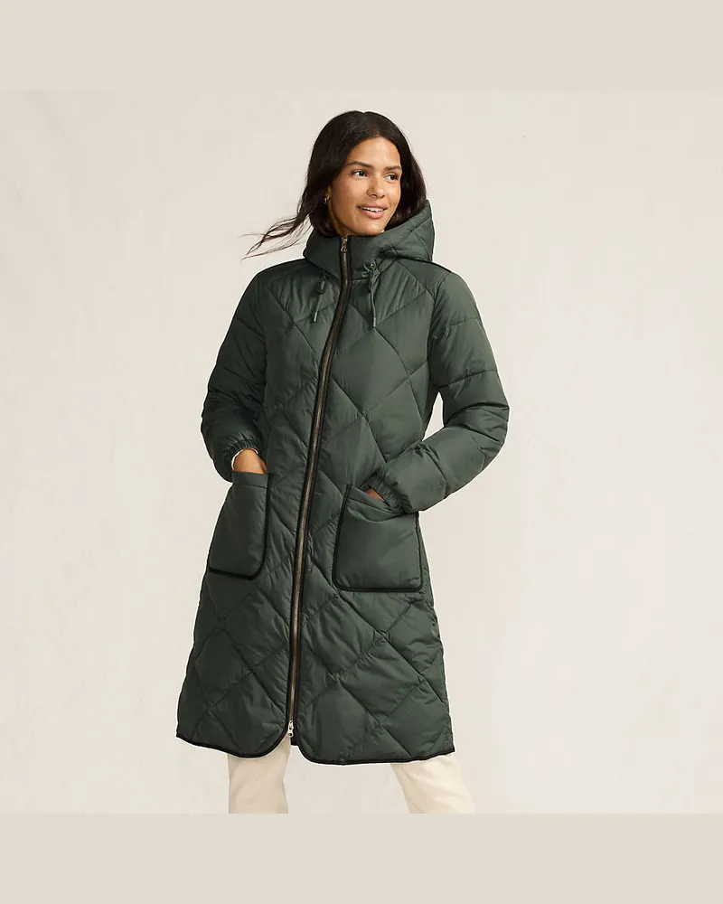 Lands' End Isolierter FeatherFree™ Steppmantel, Damen, Größe regular, Grün, Polyester, by Grün