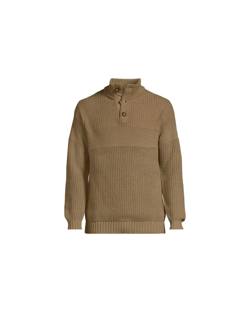 Lands' End Strukturierter Troyer-Pullover Drifter, Herren, Größe:60 regular, Braun, Baumwolle, by Braun