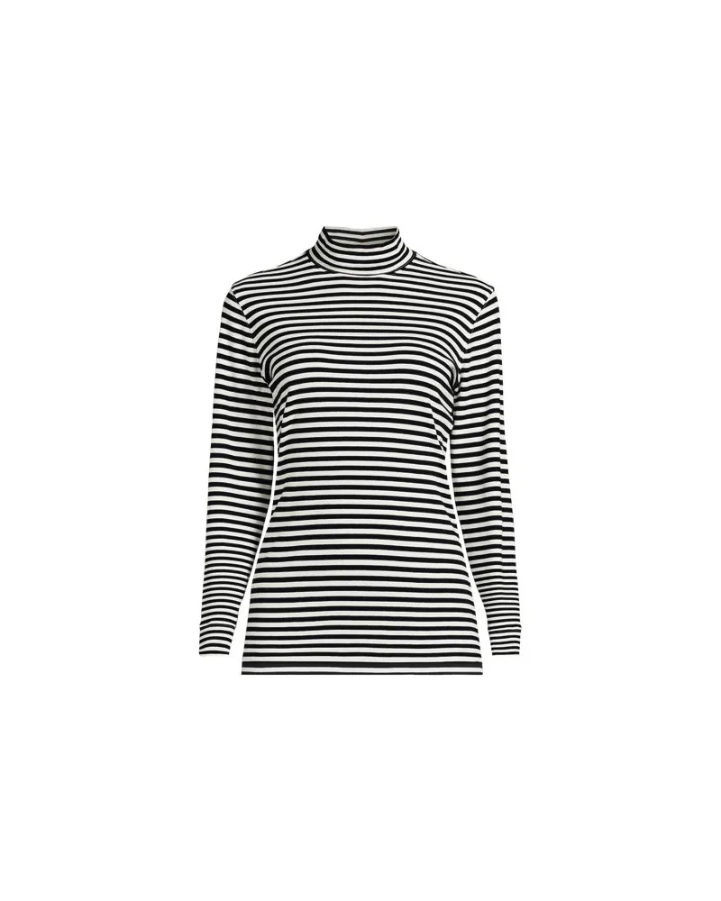 Lands' End Baumwoll-Stehkragenshirt, Damen, Größe regular, Schwarz, Baumwolle, by Schwarz