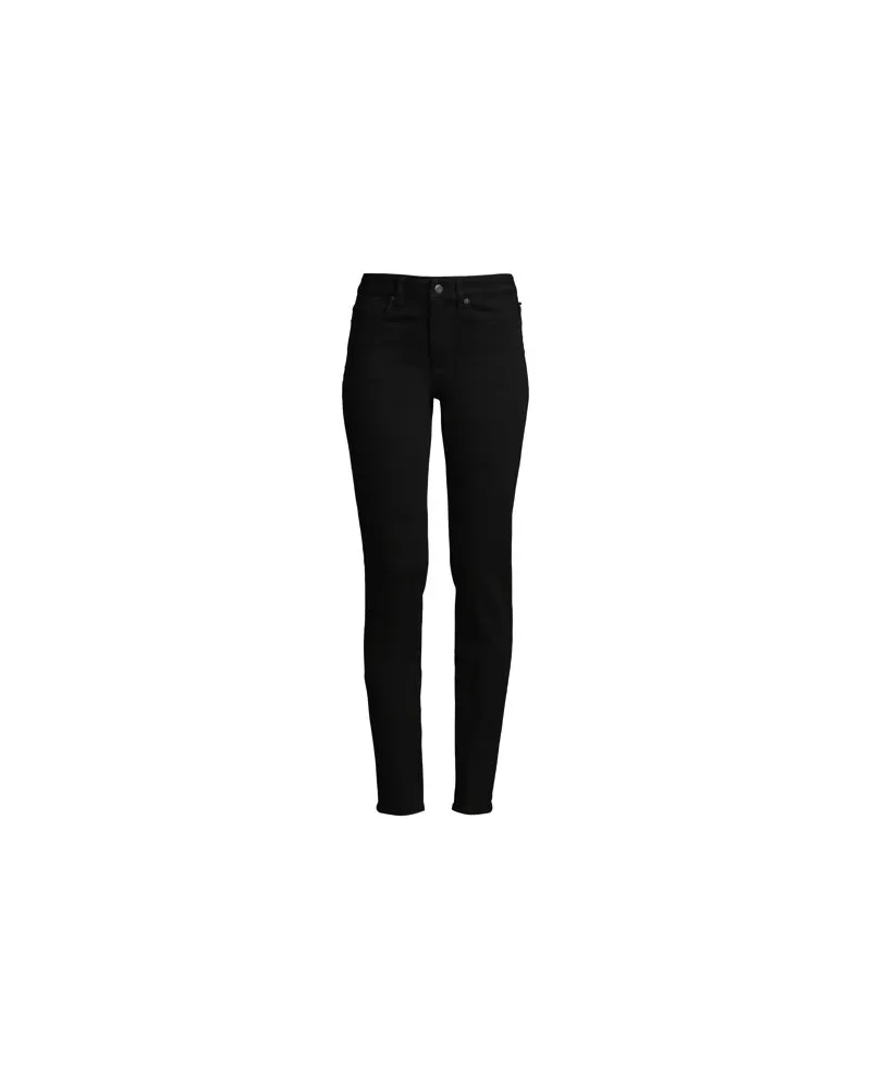 Lands' End Straight Fit Recycled Denim Jeans Mid Waist, Damen, Größe plus, Schwarz, Elasthan/Baumwoll-Mischung/Polyester-Mischung, by Schwarz