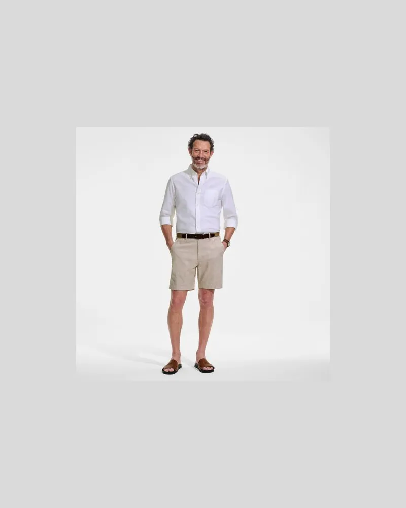 Lands' End Classic Fit Leinenmix-Shorts, 18 cm, Herren, Größe regular, Beige, Leinen/Baumwoll-Mischung, by Beige