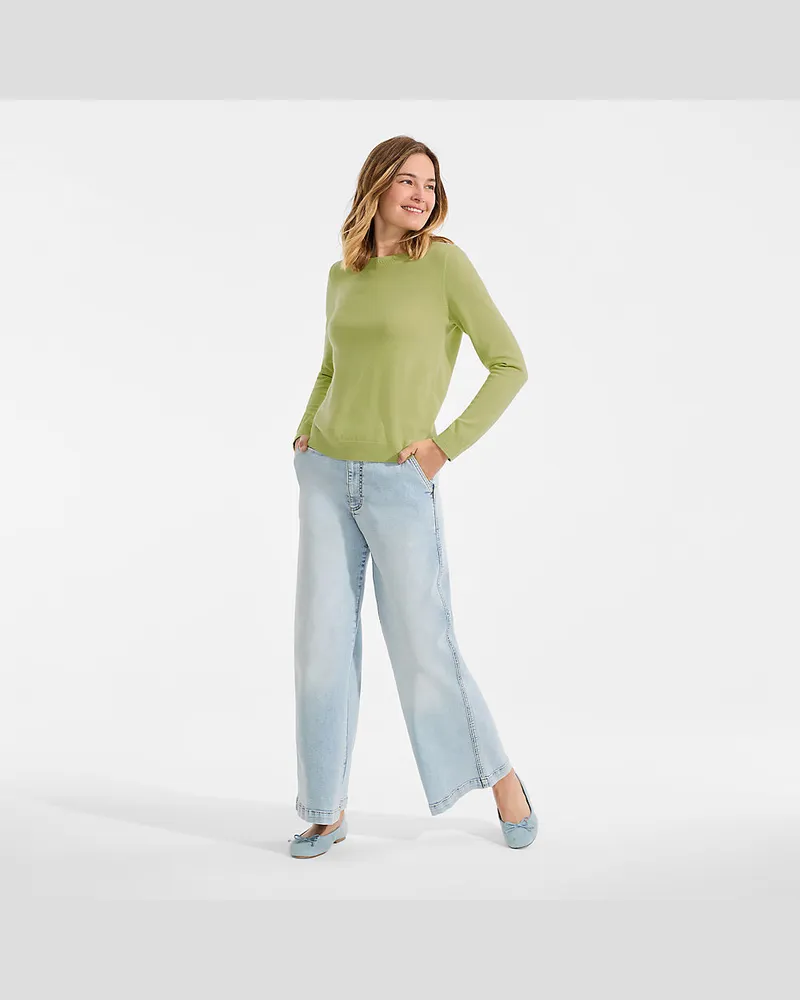 Lands' End Merino-Pullover, Damen, Größe regular, Grün, Wolle, by Grün