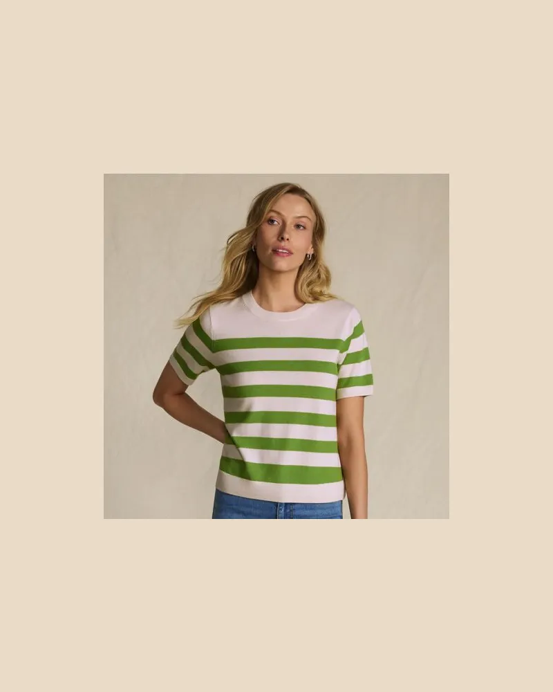 Lands' End Merinopullover mit kurzen Ärmeln, Damen, Größe regular, Grün, Wolle, by Grün