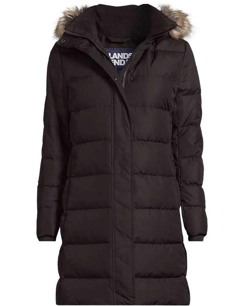 Lands' End Daunenmantel mit Kapuze, Damen, Größe regular, Braun, Polyester, by Braun