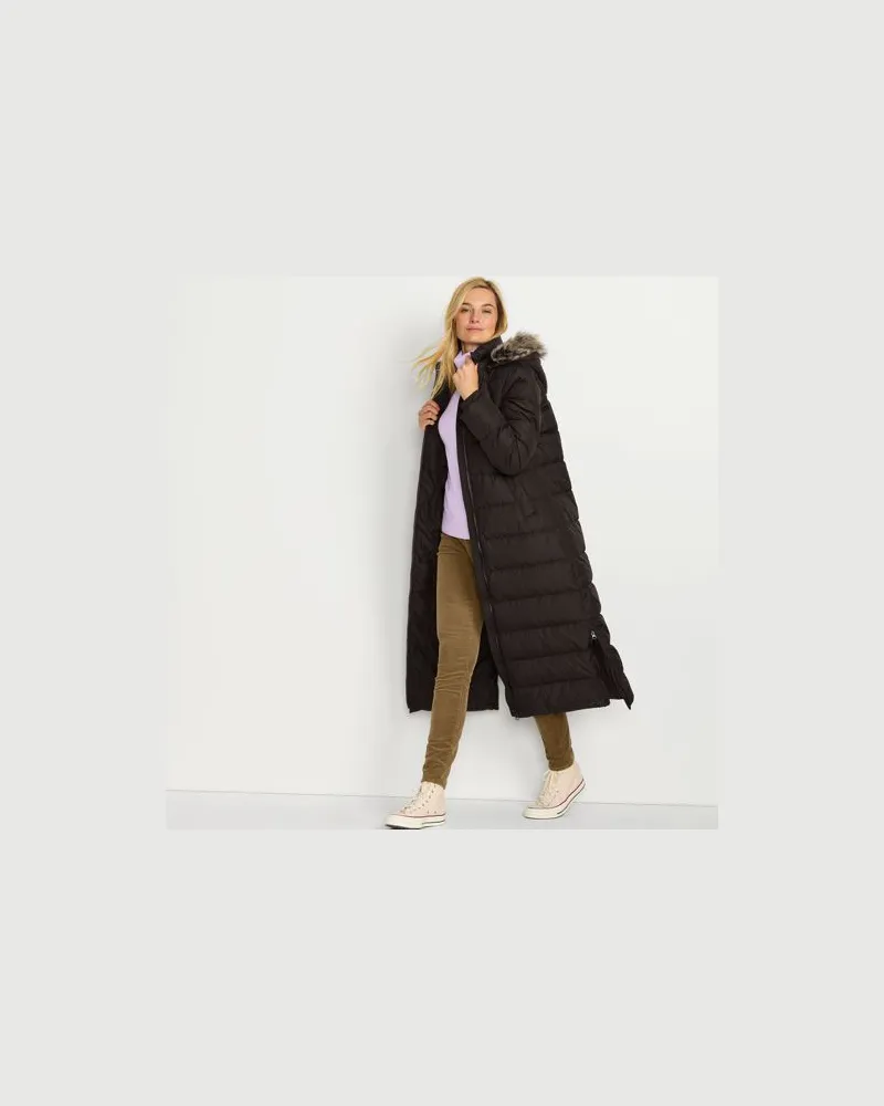Lands' End Maxi-Daunenmantel mit Kapuze, Damen, Größe regular, Braun, Polyester, by Braun