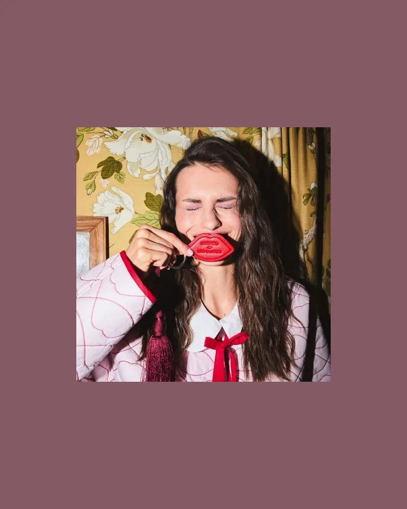 Lands' End x Lulu Guinness Lips Taschenanhänger, Damen, Größe:null regular, Rot, by Lands' End Rot