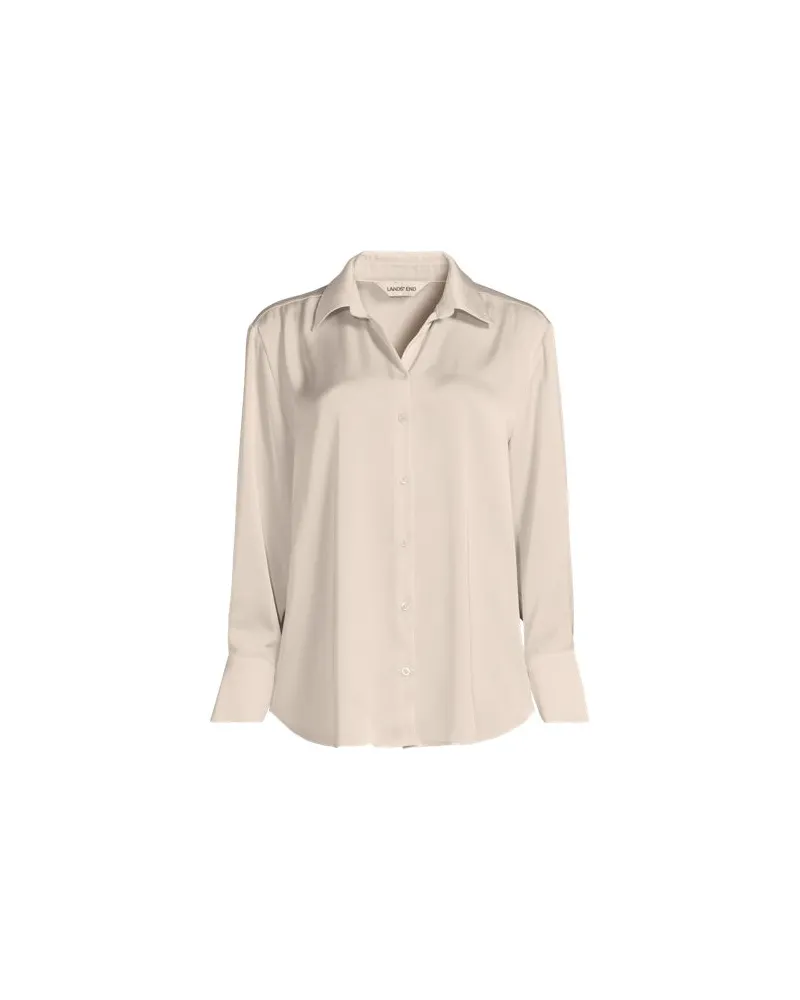 Lands' End Satinbluse, Damen, Größe regular, Weiß, Polyester, by Weiß