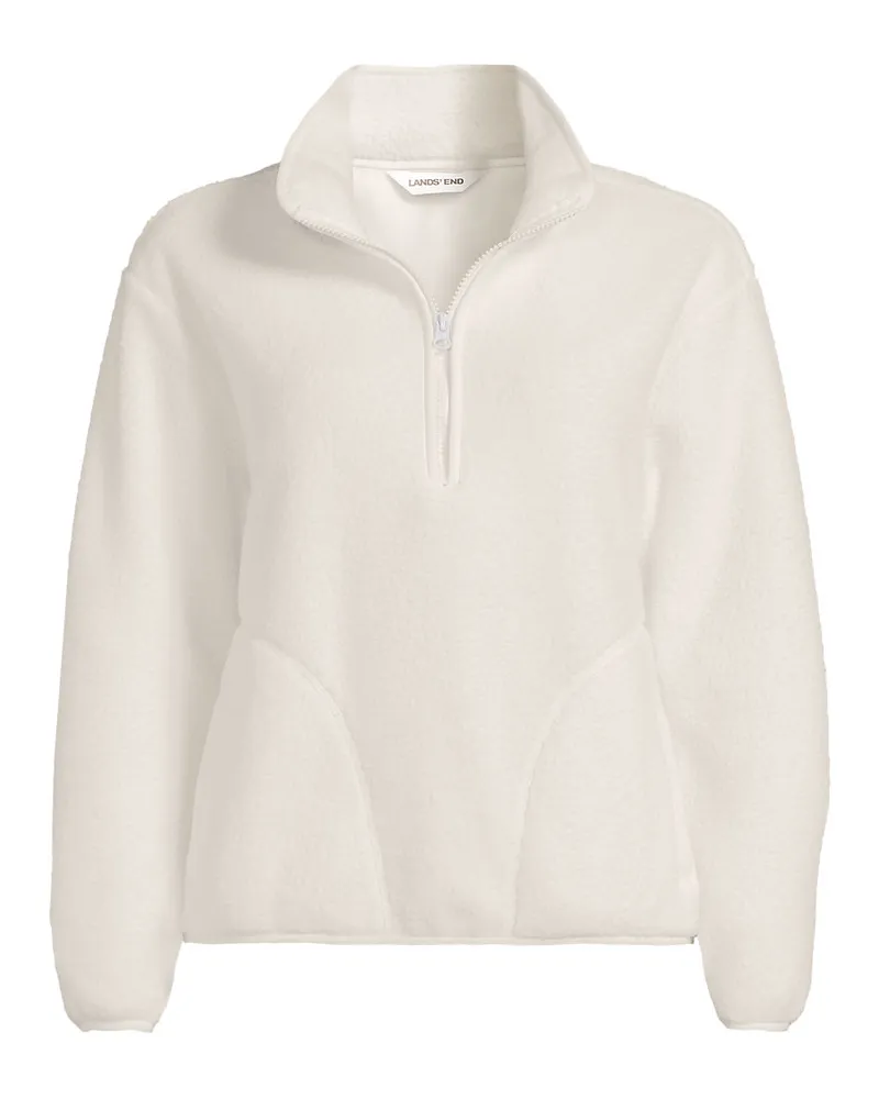Lands' End Teddy-Pullover mit Reißverschluss, Damen, Größe plus, Weiß, Polyester, by Weiß