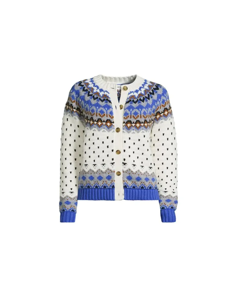 Lands' End Fair Isle Cardigan aus Baumwollmix, Damen, Größe plus, Blau, Polyacryl/Schurwolle/Baumwoll-Mischung, by Blau