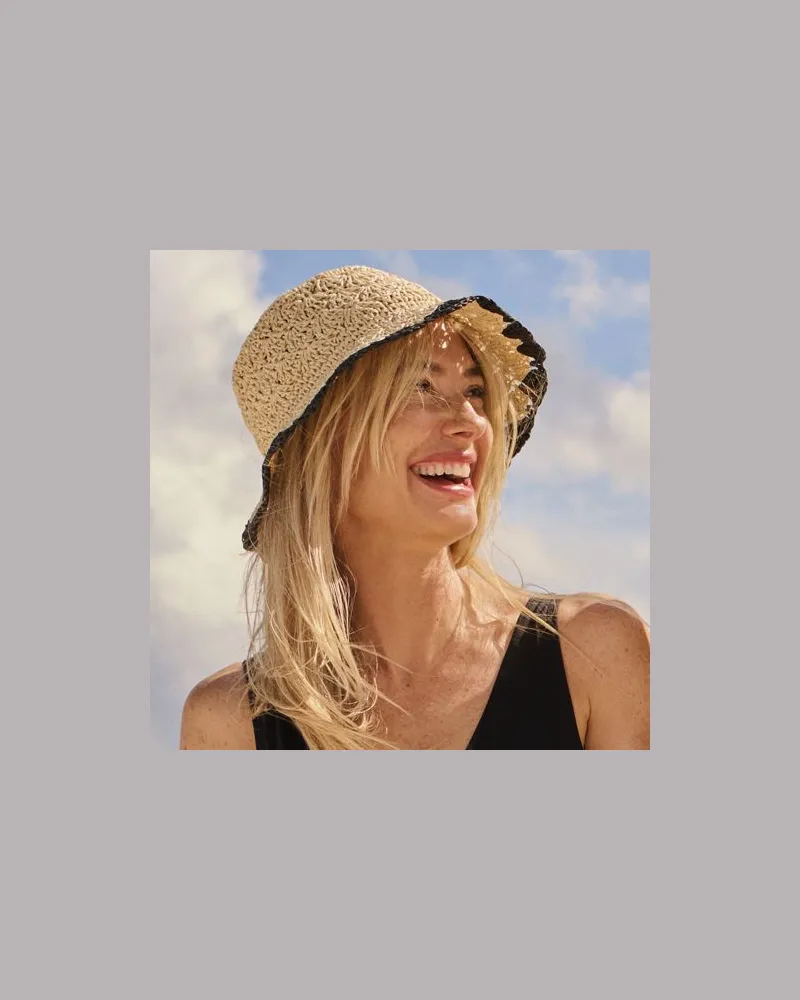 Lands' End Raffia-Fischerhut, Damen, Größe regular, Weiß, Polyester, by Weiß