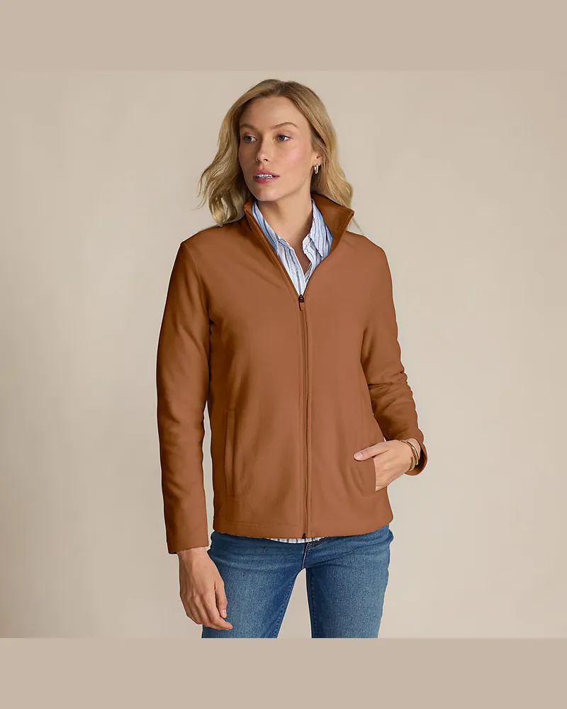 Lands' End Anyweather Fleece-Jacke, Damen, Größe petite, Braun, Polyester, by Braun