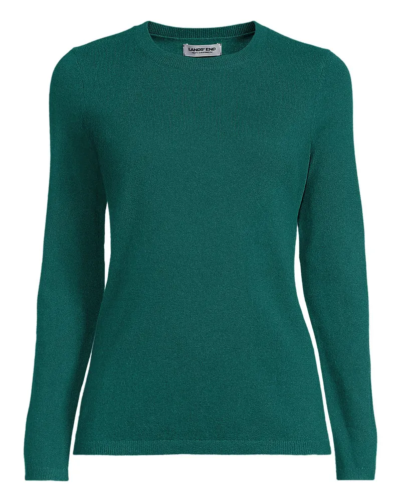 Lands' End Kaschmir-Pullover mit rundem Ausschnitt, Damen, Größe petite, Grün, Kaschmir, by Grün