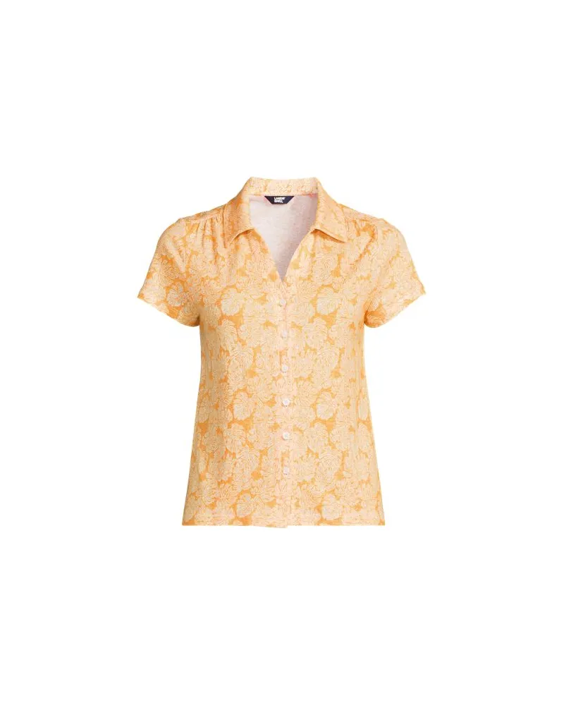 Lands' End Polobluse aus Leinenmix, Damen, Größe regular, Orange, Leinen, by Orange