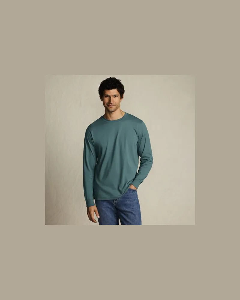 Lands' End Super-T Langarm-Shirt, Classic Fit, Herren, Größe:56-58 regular, Grün, Baumwolle, by Grün