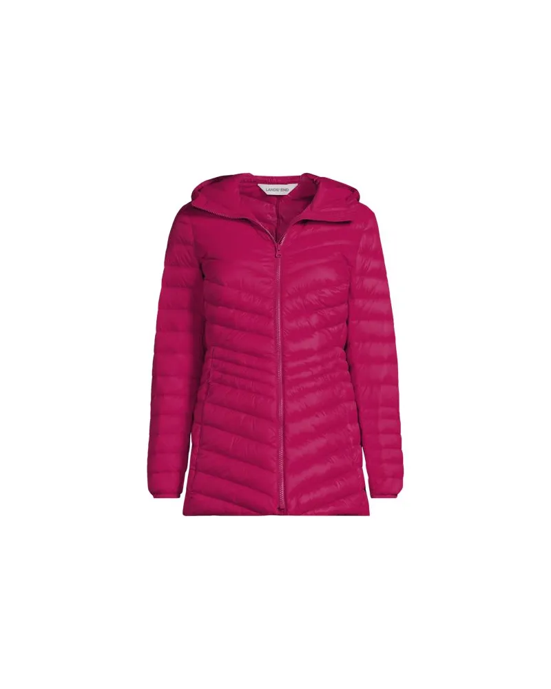 Lands' End Daunenjacke WANDERWEIGHT Verstaubar Ultraleicht mit Kapuze, Damen, Größe regular, Pink, Nylon/Daunen, by Pink