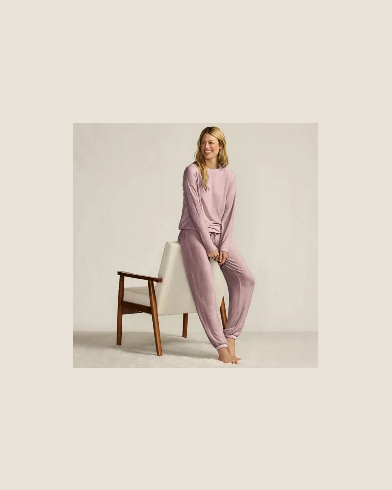 Lands' End Silky Knit Lounge-Set, Damen, Größe:44-46 regular, Pink, Polyester/Viskose/Polyester-Mischung, by Pink