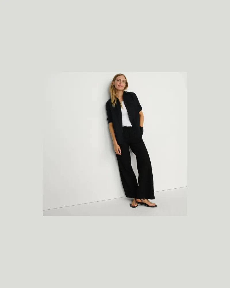 Lands' End Weite Hose aus Leinenmix, Damen, Größe regular, Schwarz, Leinen/Viskose, by Schwarz