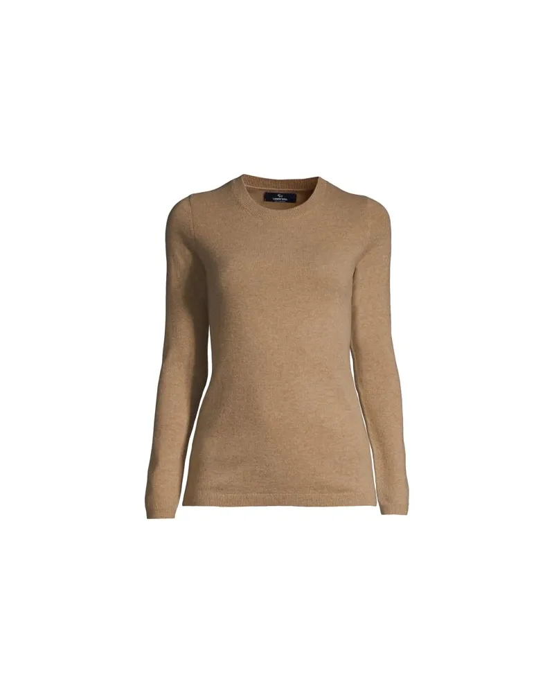 Lands' End Kaschmir-Pullover mit rundem Ausschnitt, Damen, Größe petite, Braun, Kaschmir, by Braun