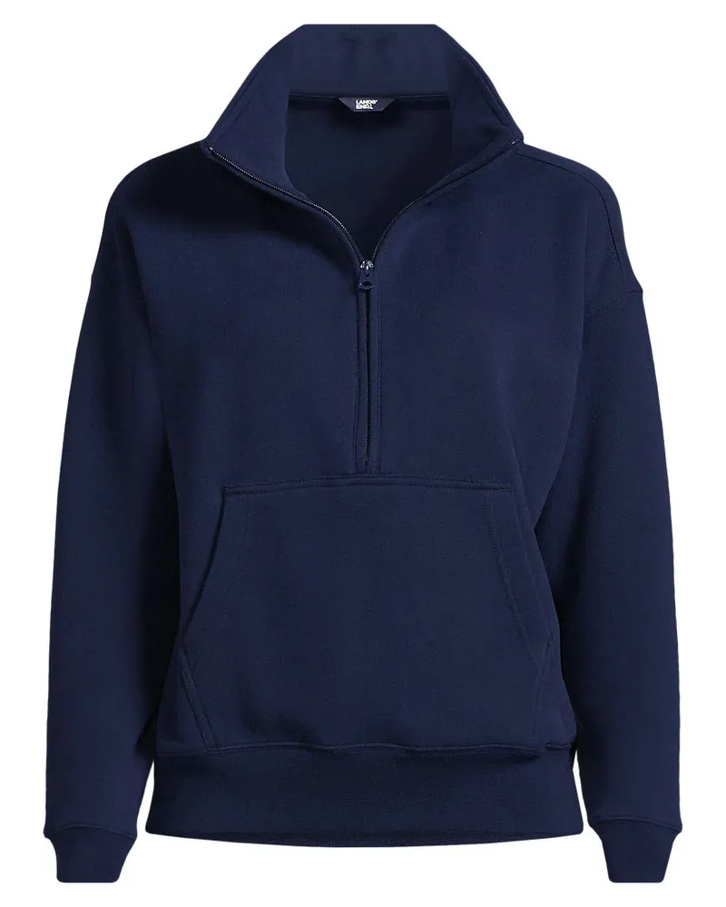 Lands' End Sweatshirt SERIOUS SWEATS mit Reißverschluss, Damen, Größe regular, Blau, Baumwoll-Mischung/Polyester-Mischung, by Blau