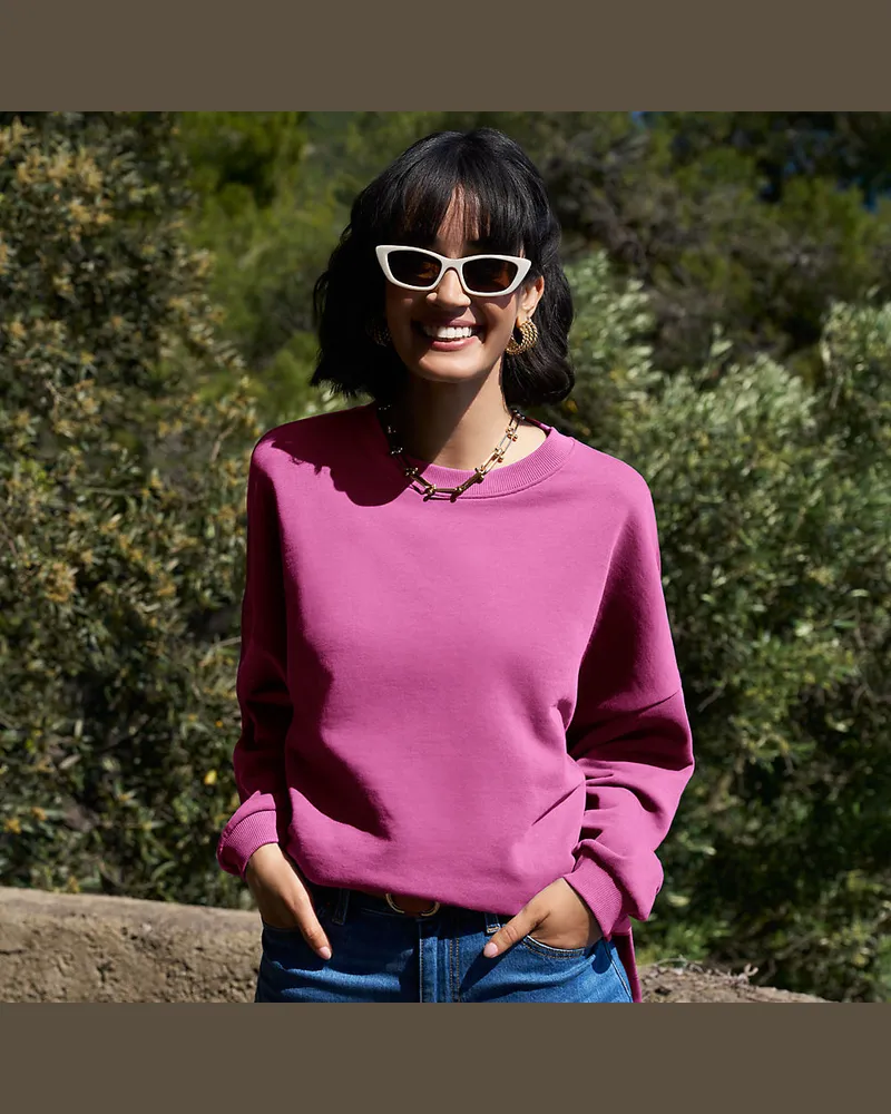 Lands' End Leichtes Sweatshirt, Damen, Größe regular, Pink, Baumwolle, by Pink