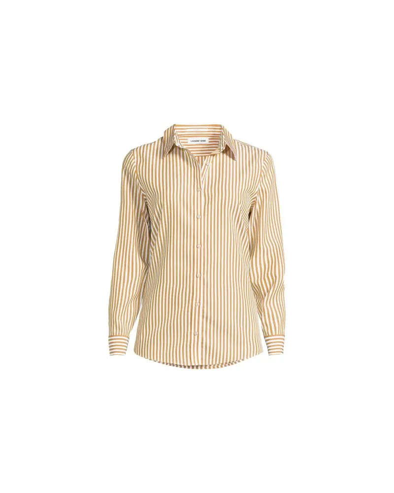 Lands' End Bügelfreie Baumwoll-Bluse, Damen, Größe regular, Gelb, Baumwolle, by Gelb