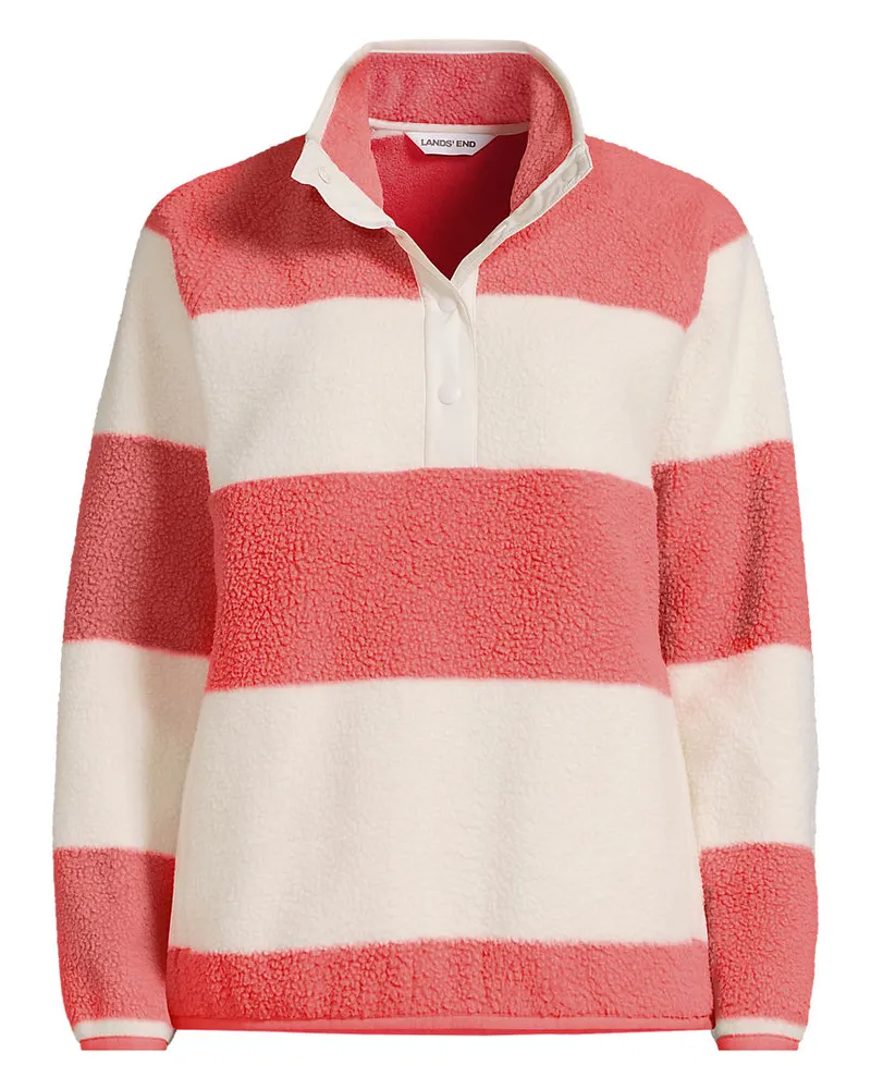 Lands' End Teddy-Pullover mit Druckknopf-Leiste, Damen, Größe regular, Pink, by Pink