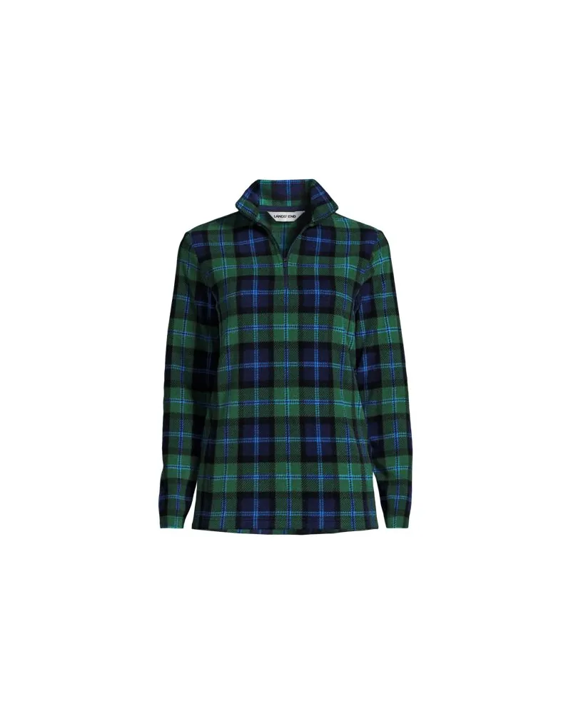 Lands' End Gemusterter Fleece-Pullover mit Reißverschluss, Damen, Größe regular, Blau, Polyester, by Blau
