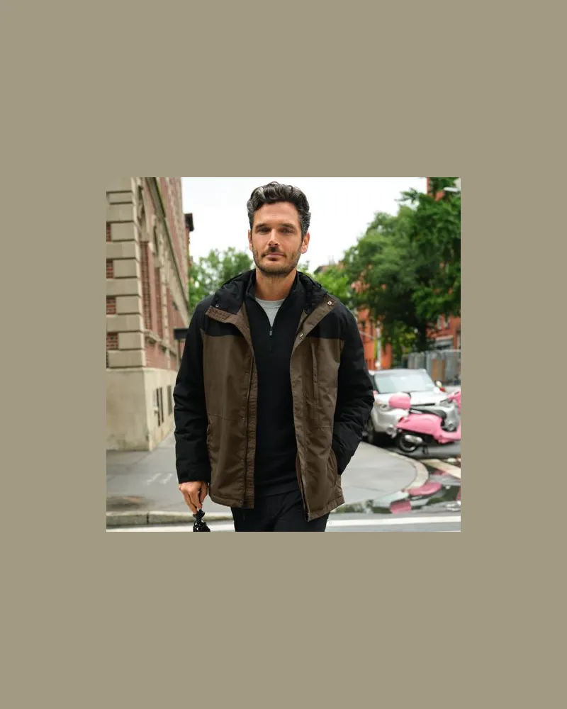 Lands' End Kapuzenjacke SQUALL, Herren, Größe:52-54 regular, Braun, Polyester/Nylon-Mischung, by Braun