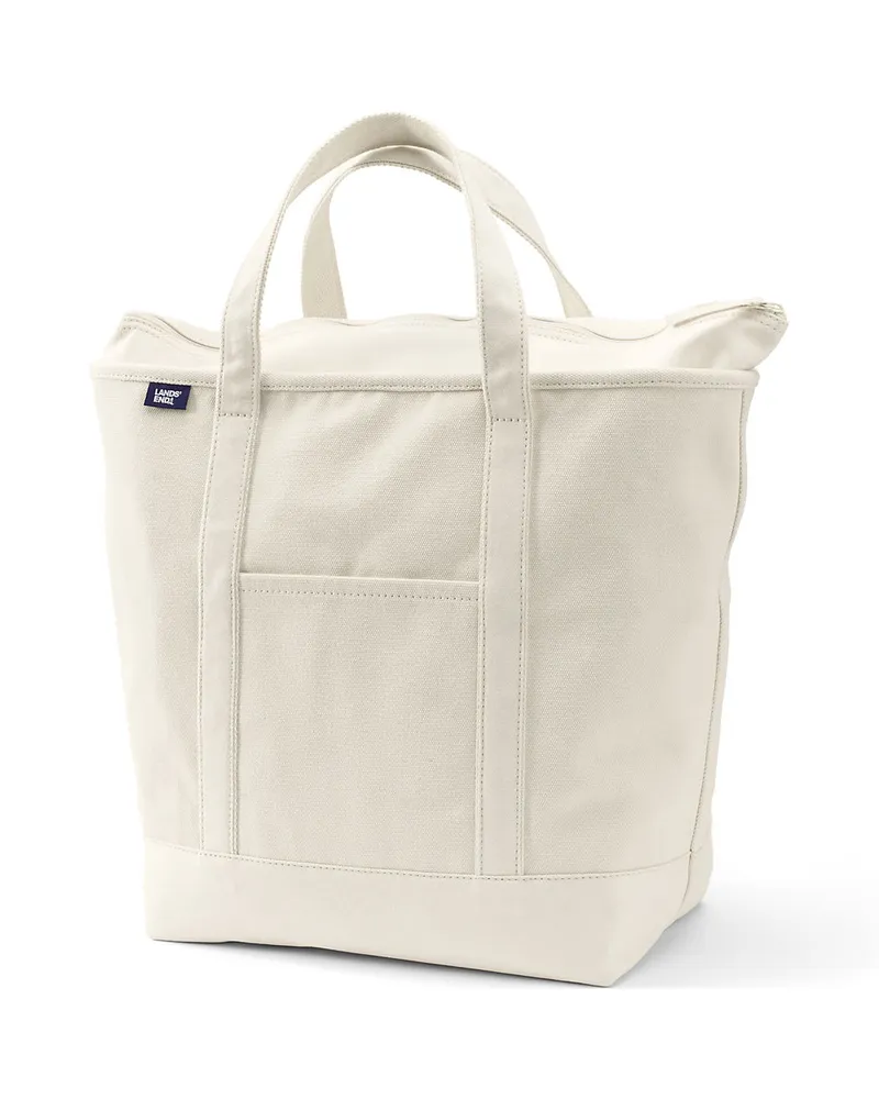 Lands' End Große Canvastasche mit Reißverschluss, Damen, Größe:null regular, Weiß, Baumwolle, by Weiß