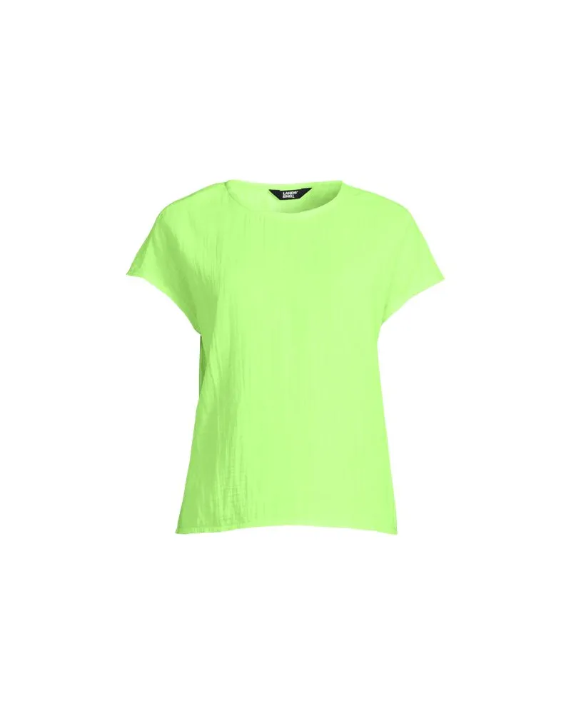 Lands' End Musselin-T-Shirt, Damen, Größe regular, Grün, Baumwolle, by Grün