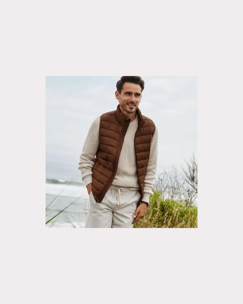 Lands' End Ultraleichte verstaubare Wanderweight-Daunenweste, Herren, Größe:48-50 regular, Braun, Polyester/Nylon/Daunen, by Braun