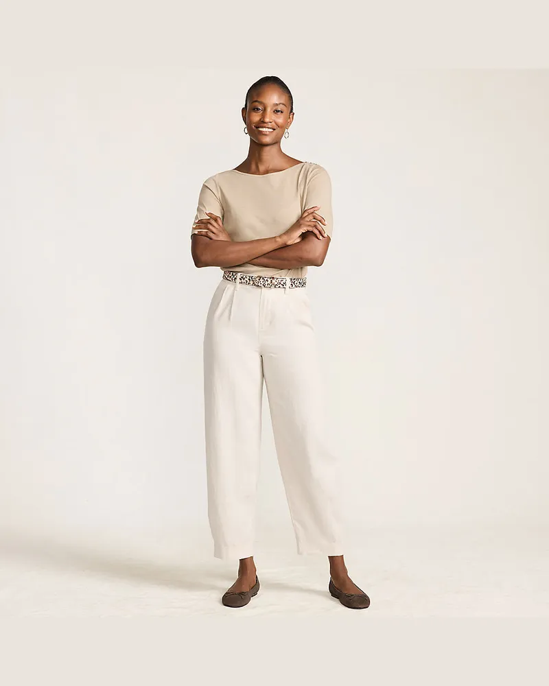 Lands' End Soft Ease Barrelhose aus Leinenmix, Damen, GrÃ¶ÃŸe:34 regular, Beige, by Beige
