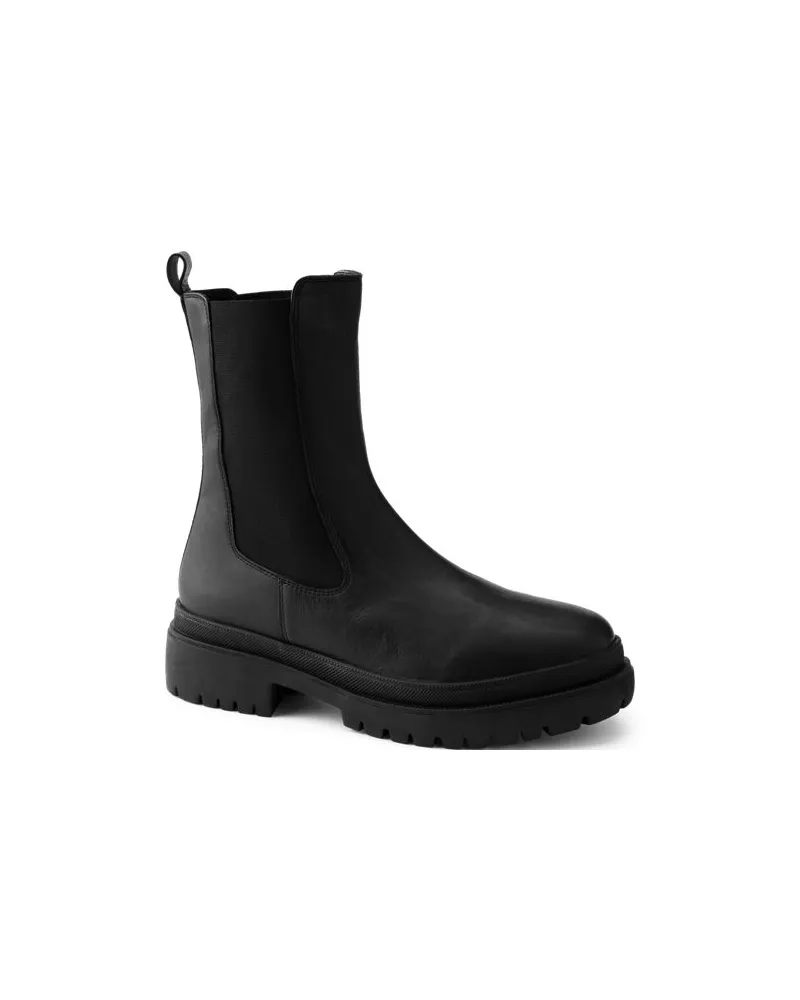 Lands' End Chelsea-Boots aus Leder, Damen, Größe regular, Schwarz, Leder, by Schwarz