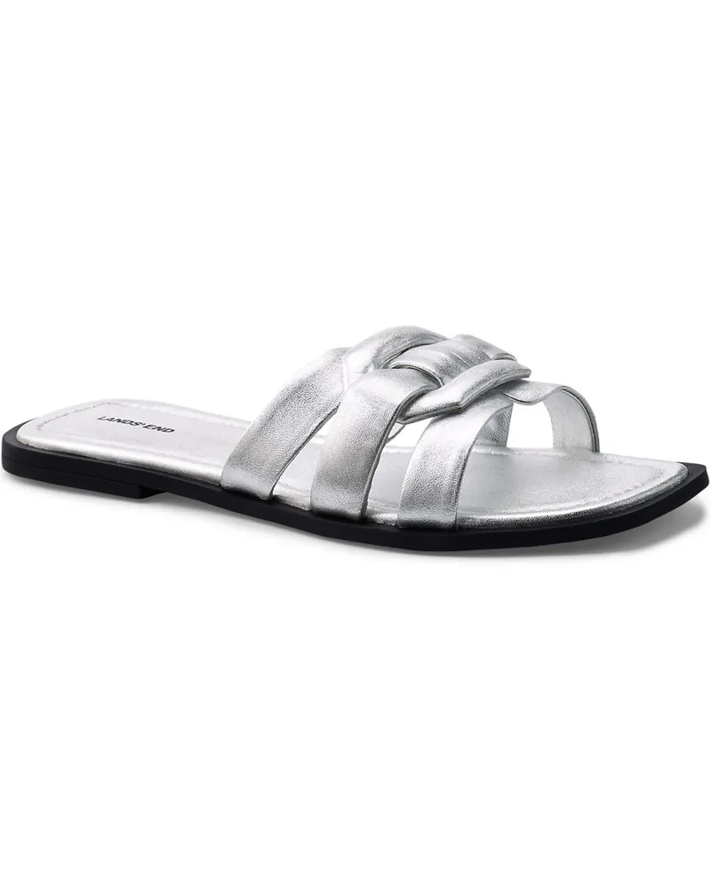 Lands' End Leder-Sandalen, Damen, Größe regular, Grau, Leder, by Grau