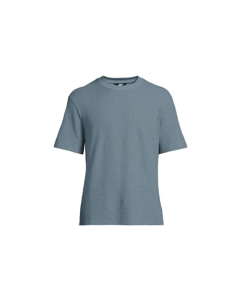 Lands' End Premium Shirt mit Leinen und Waffelstruktur, Herren, Größe:48-50 regular, Blau, Leinen/Polyester-Mischung, by Blau