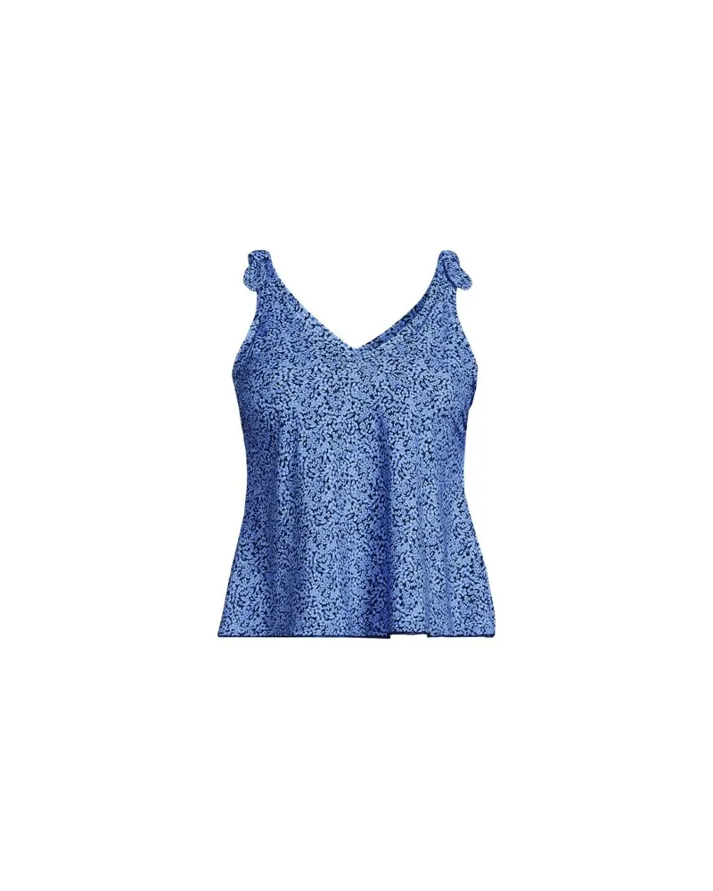 Lands' End Tankini-Top mit geknoteten Trägern und Flattersaum, Damen, Größe:34 regular, Blau, Elasthan/Nylon-Mischung, by Blau