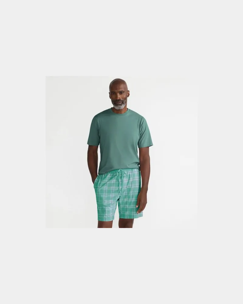 Lands' End Kurzes Pyjama-Set aus Stretch-Jersey, Herren, Größe:44-46 regular, Grün, Baumwolle, by Grün