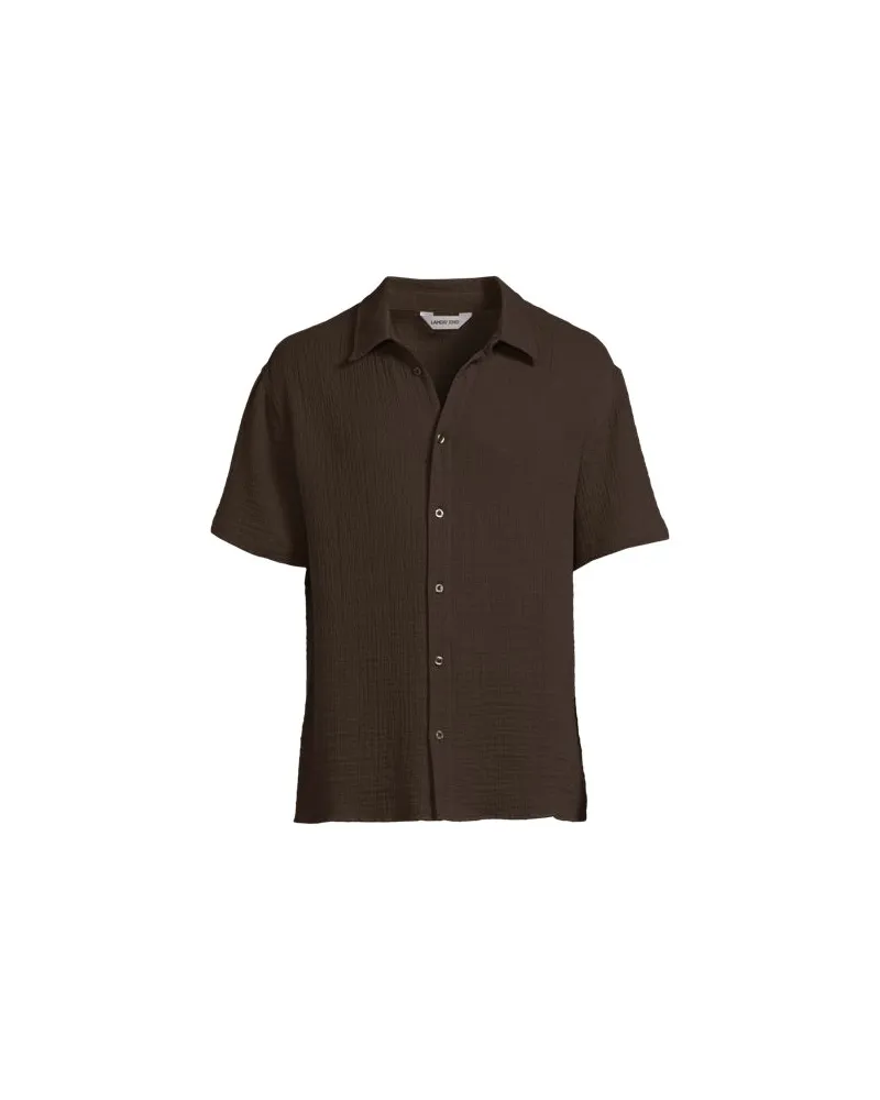 Lands' End Doppellagiges Kurzarm-Hemd, Herren, Größe:52-54 regular, Braun, by Braun