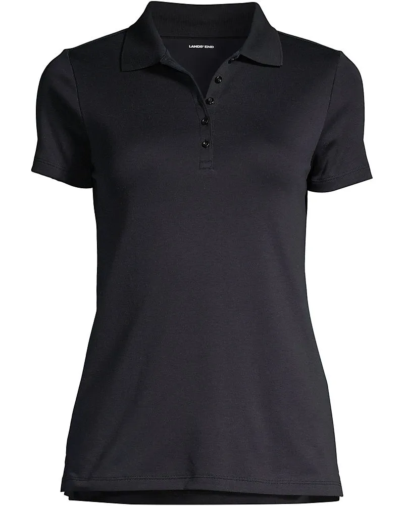 Lands' End Supima-Poloshirt, Damen, Größe plus, Schwarz, Baumwolle, by Schwarz