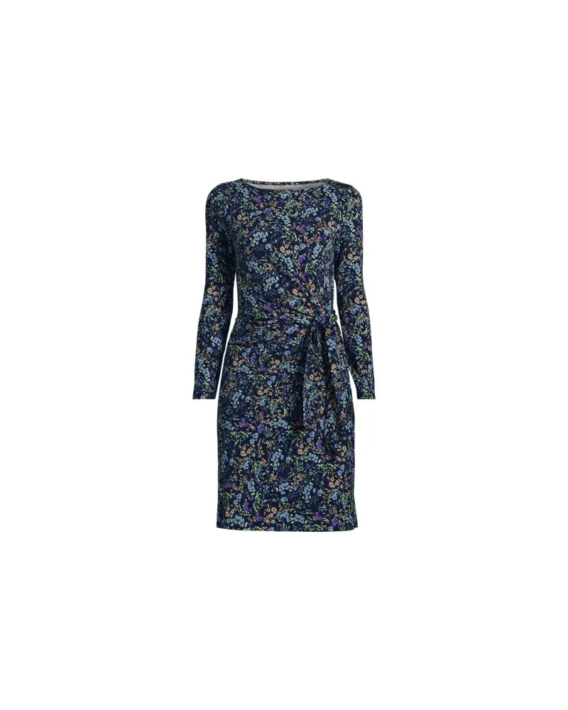 Lands' End Baumwolle/Modal-Kleid mit Zierschleife, Damen, Größe:44-46 regular, Blau, Baumwolle Modal, by Blau