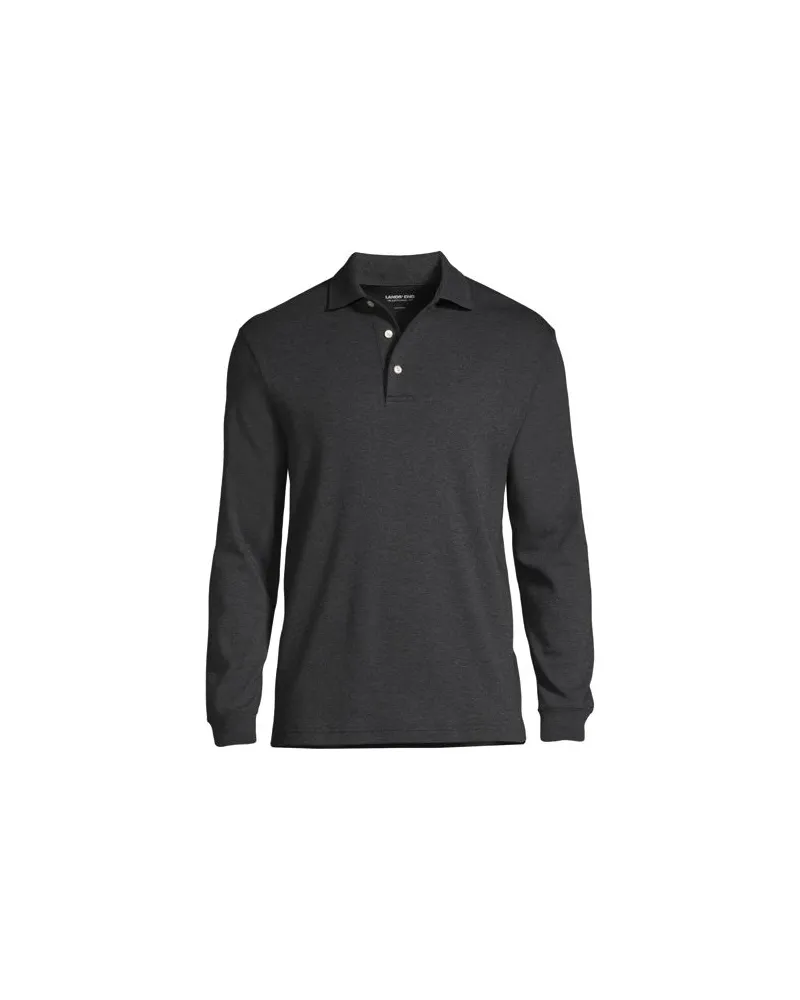 Lands' End Supima Langarm-Polo, Classic Fit, Herren, Größe:48-50 tall, Schwarz, Baumwolle, by Schwarz