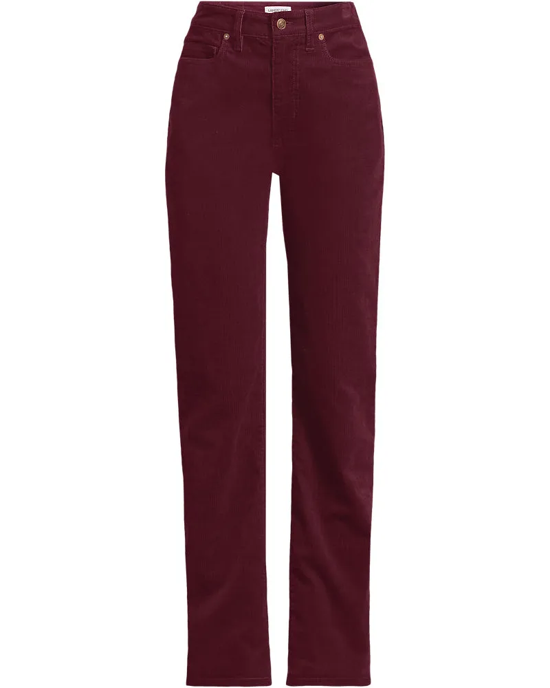Lands' End Straight Fit Feincord-Hose, Damen, Größe regular, Rot, Elasthan/Baumwoll-Mischung, by Rot