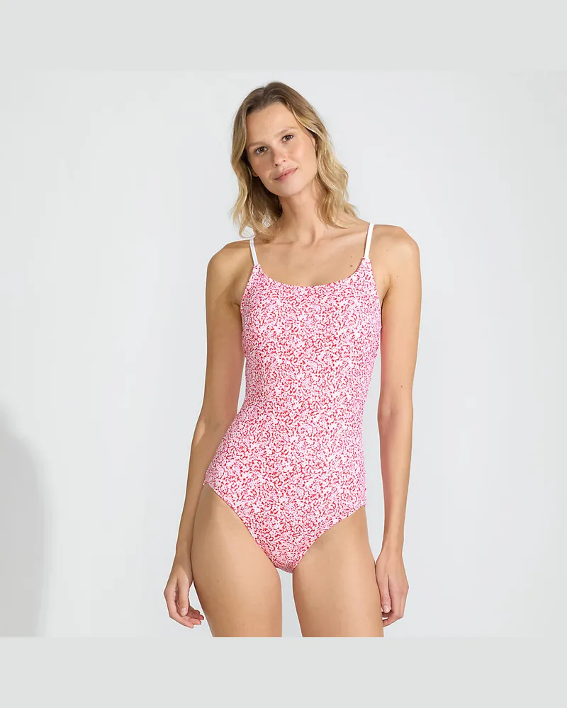 Lands' End Komfort-Badeanzug mit schmalen Trägern, hohes Bein, Damen, Größe regular, Pink, by Pink