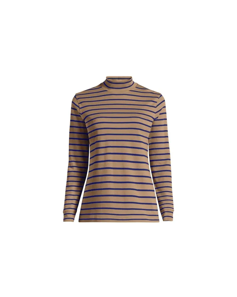 Lands' End Baumwoll-Stehkragenshirt, Damen, Größe regular, Beige, Baumwolle, by Beige