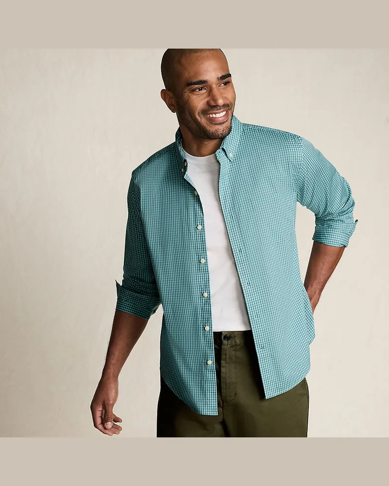 Lands' End Ultimativ-Hemd, Tailored Fit, Herren, GrÃ¶ÃŸe regular, GrÃ¼n, Elasthan/Baumwoll-Mischung/Polyester-Mischung, by Grã¼n
