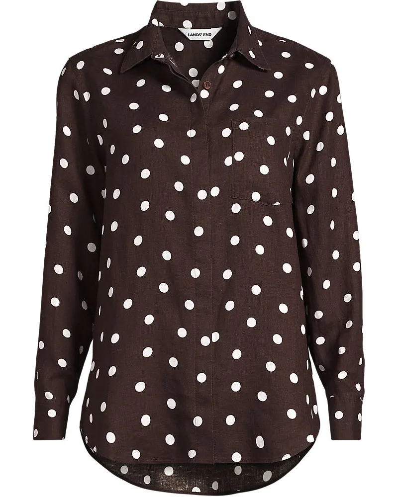 Lands' End Premium Reinleinen-Bluse, Damen, Größe petite, Braun, Leinen, by Braun
